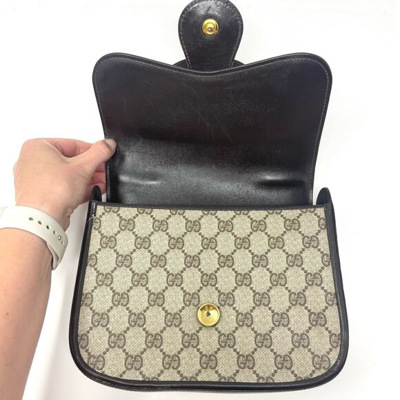 Gucci Vintage GG Monogram Supreme Blondie Top Handle Bag PVC Leather Beige Brown - Picture 13 of 17